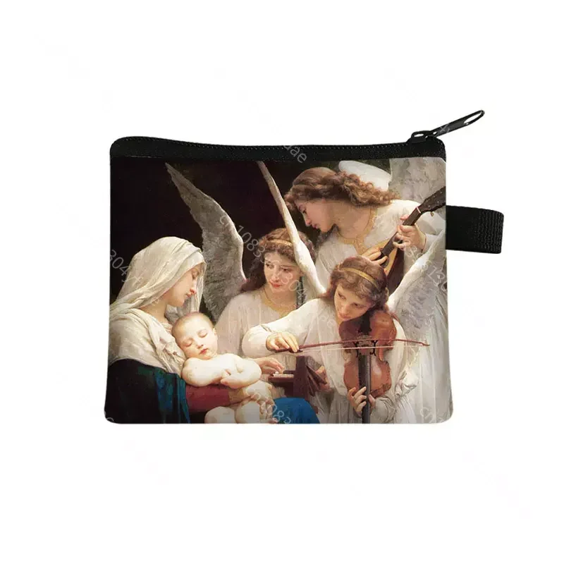 Vintage Religion Jesus Virgin Mary Coin Purse Women Men Wallet Keychain Zipper Pouch Coin Money Bag Mini Purse Small Clutch