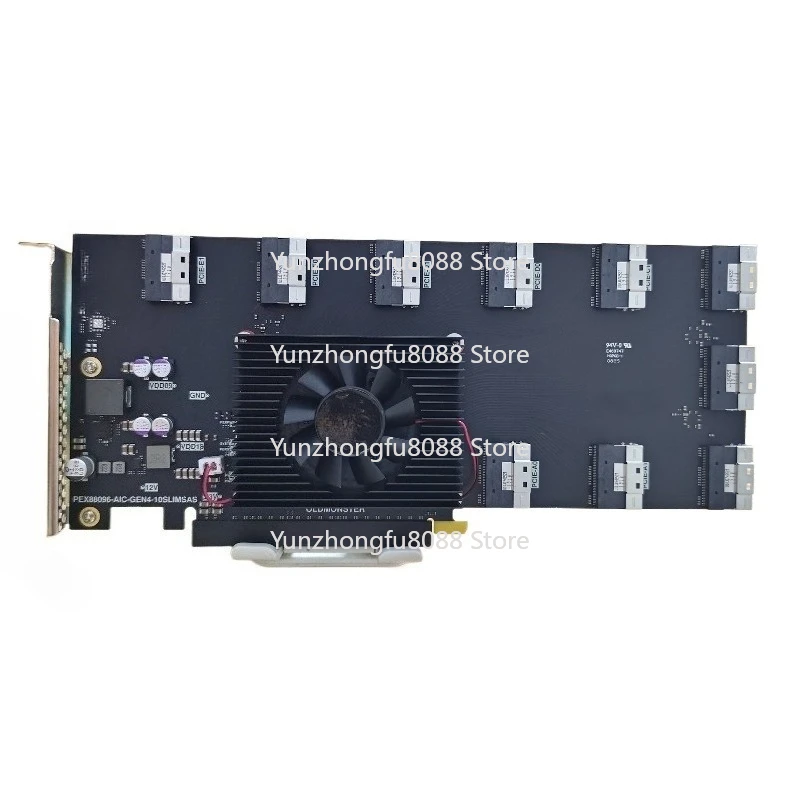بطاقة توسيع التبديل PCIE4.0 10 * SFF-8654 8i U.2 NVMe توسيع بطاقة الرسومات AI