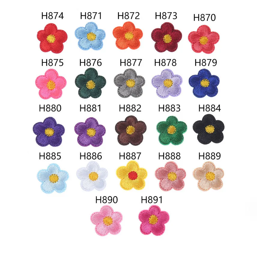 10 Pcs Little Flowers Iron Embroidery Patch Embroidered Clothing Hat Bag Shoe Repair Material Phone Gift Box Decor DIY Accessory