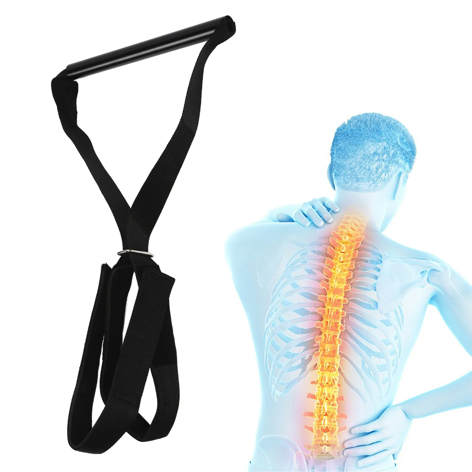 Neck Stretcher Strap Chiropractic Decompression Comfortable Handle Cervical Traction Pull Device with Chin Strap