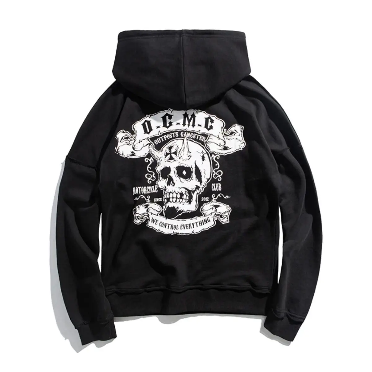 دراجة نارية نادي الشارع نمط الجمجمة طباعة معطف بقلنسوة الخريف والشتاء الرجال والنساء قاطرة سترة اليومية لباس غير رسمي