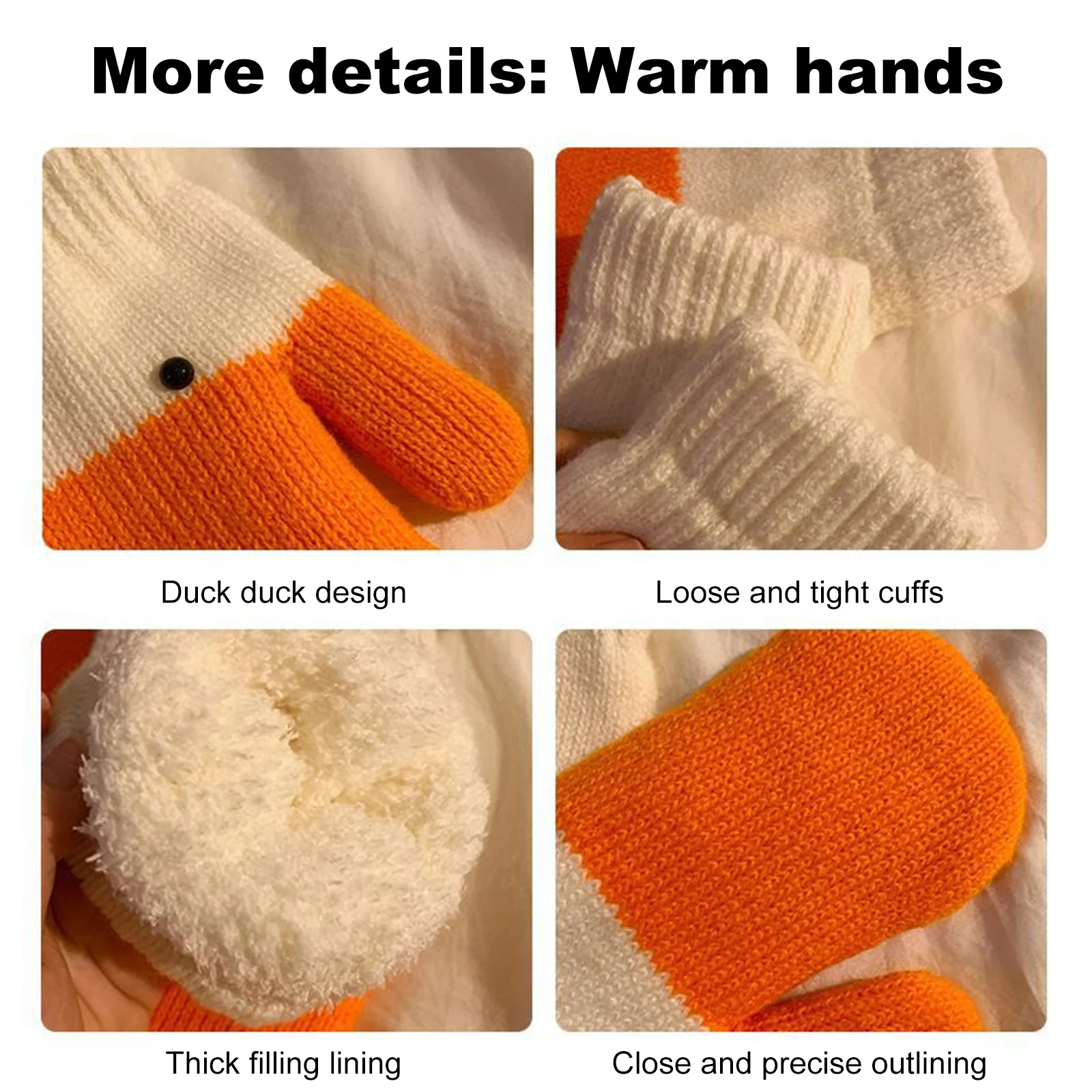Funny Goose Shape Cold-Proof Full Finger Animal Warm Mittens for Autumn and Winter Creative Knitting Gloves Gift for Women Men view 5