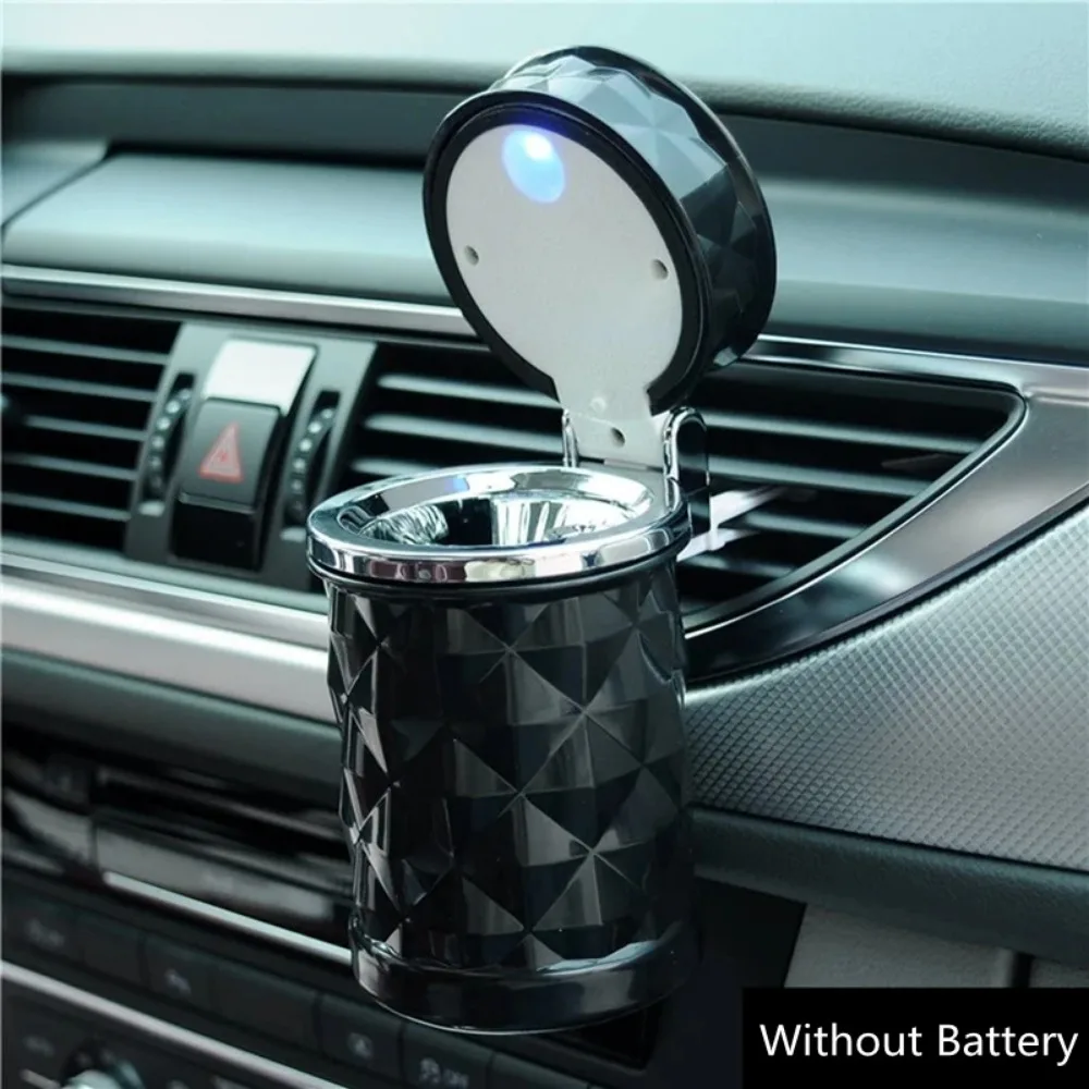 Car Ashtray With LED Light Universal Alloy Ash Tray Aluminum Cup Smokeless Auto  Flame Retardant Cigarette Holder Box