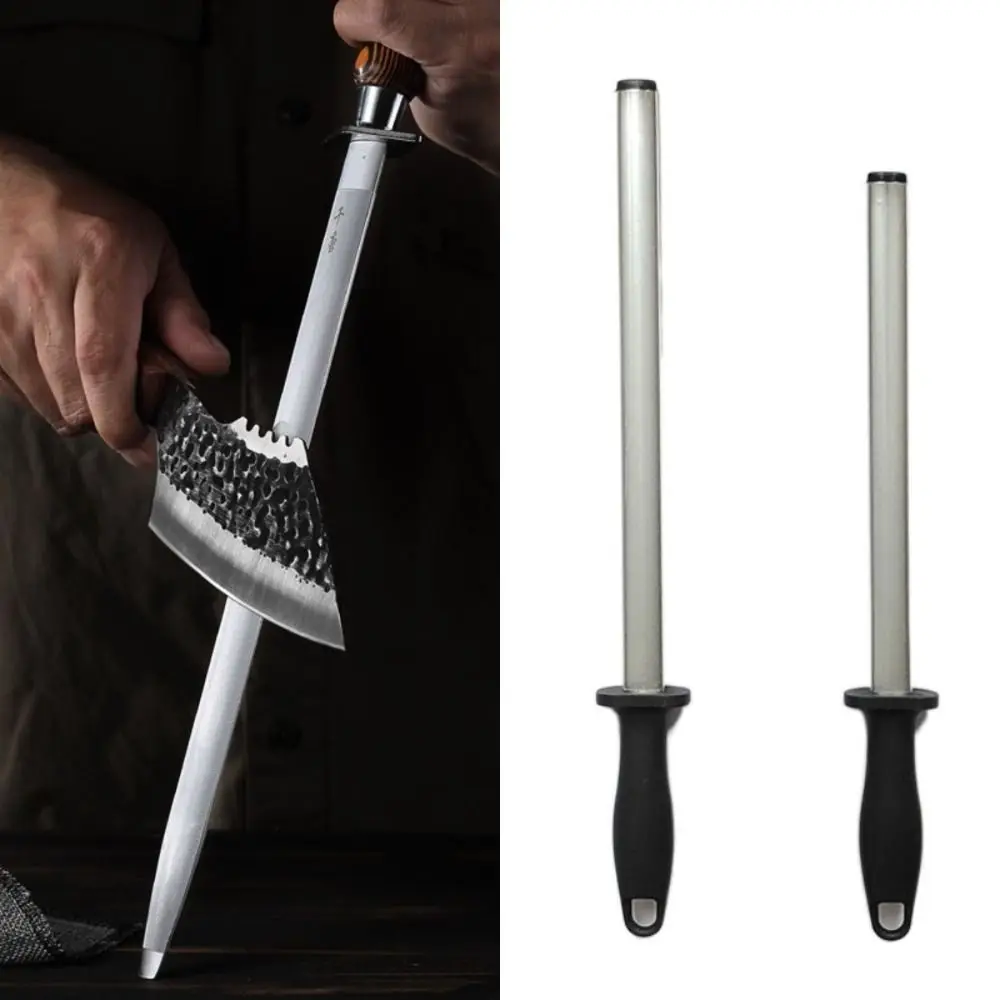 Professional 10/12 Inch Diamond Sharpener Stick with Handle Quick Knife Sharpener Rod Double Sided Sharpening Stone Butcher Chef
