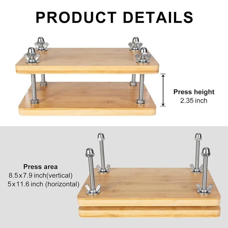 Book Press Bookbinding, Wooden Bamboo Book Press, Portable Book Binding Press Kits For Bookbinding Supplies