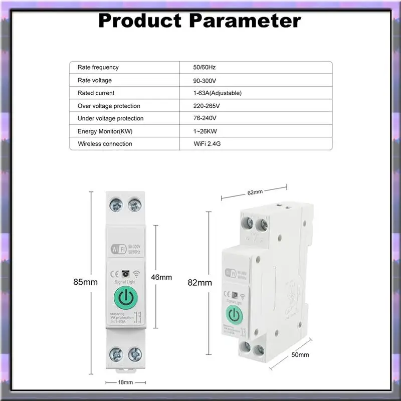 Hot Sale Wifi Smart Circuit Breaker Thermal Protection Circuit Breaker Timing Voice Mobile Phone Control 1-63A With Metering
