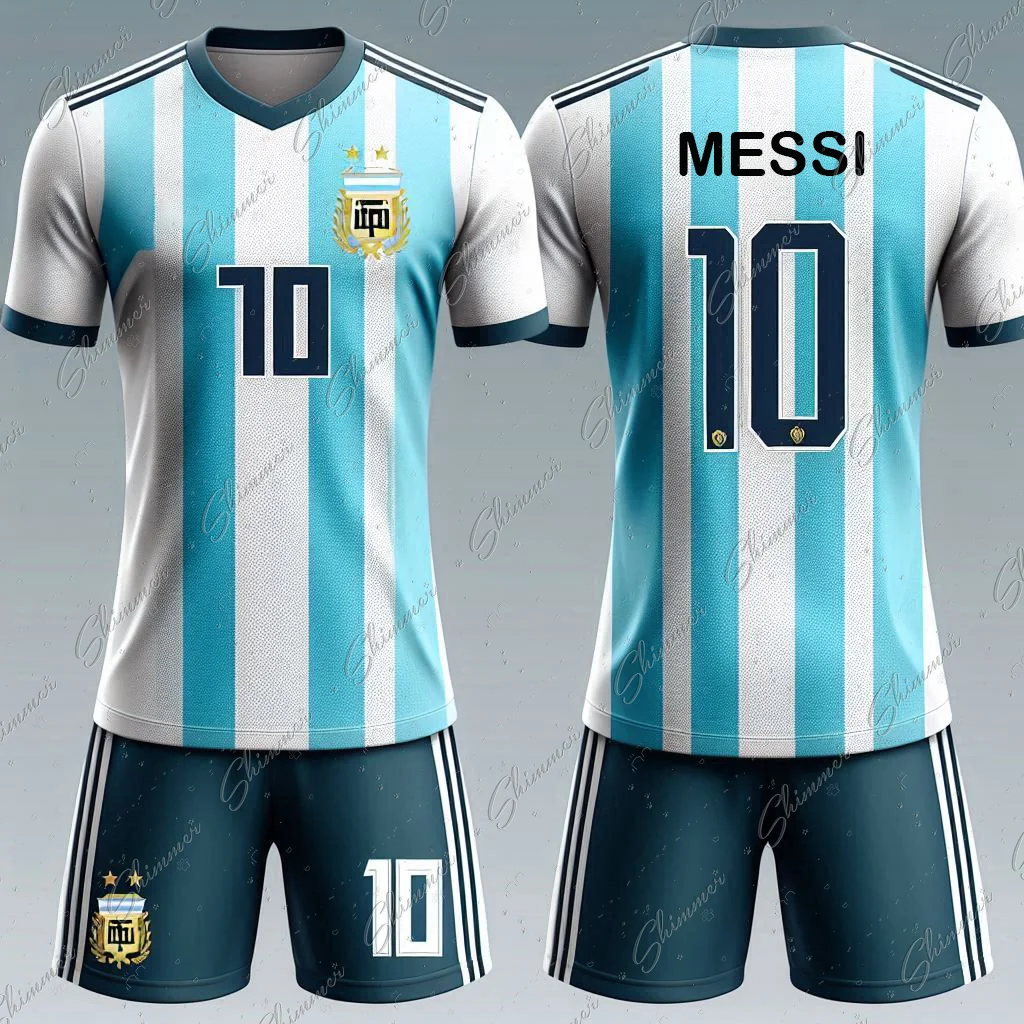 Football Outfit Kids Jersey 2pc Short Sleeves Argentinian Style No.10 Training And Competition Jearsey Custom Jerseys Soccer Kit