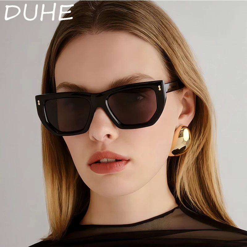 

Fashionable Square Frame Rice Nail Sunglasses For Women, Retro Personalized Sunglasses, Street High-End Decorative Sunglasses.