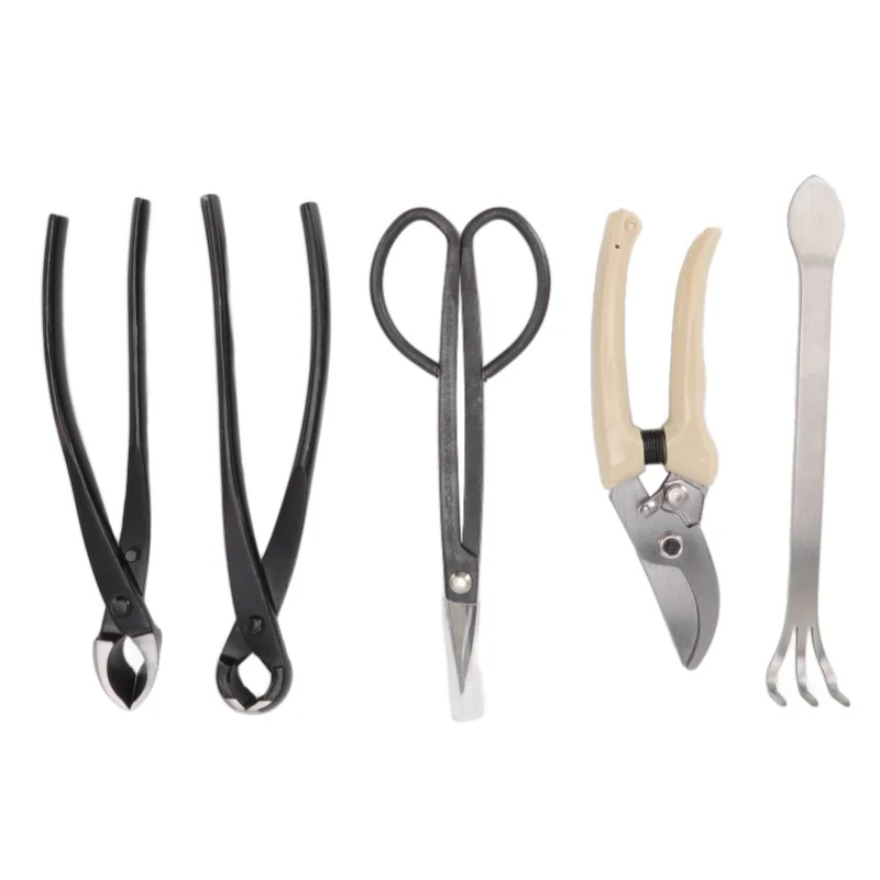 5Pcs Bonsai Tool Set Kit Carbon Steel Bonsai Scissors Rake Branch Cutter Pruning Shears Pliers Garden Tools