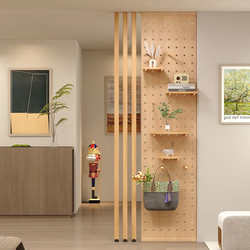 Japanese-style solid wood screen, partitioning the Nordic living room decorative columns, modern simple entrance entrance hole