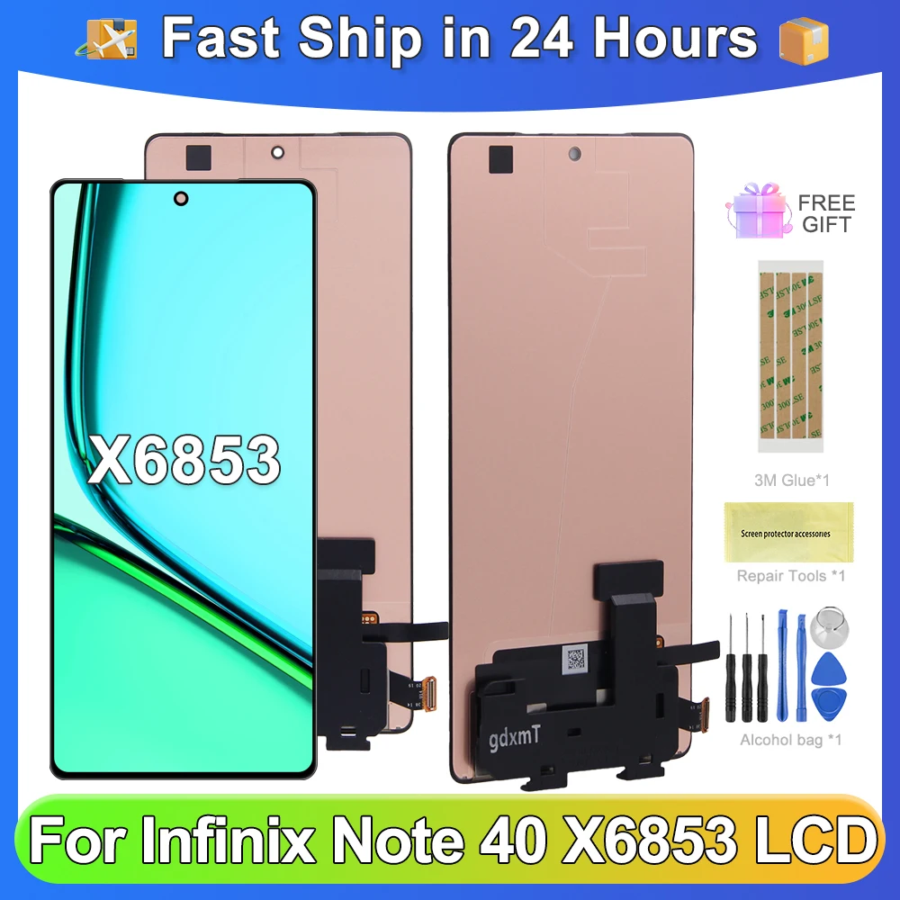 

Для Infinix Note 40 для Note 40 4G 6,78 дюйма X6853 ЖК-дисплей, сменный преобразователь сенсорного экрана в сборе