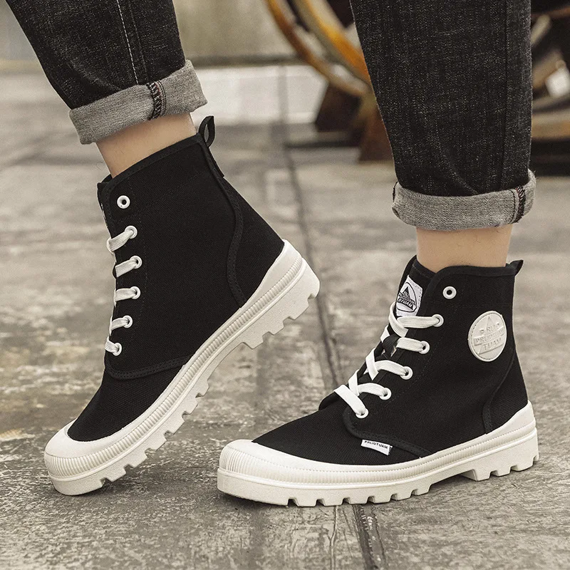 Canvas Ankle Retro Male Shoes Short Barrel Booties High Quality Men's Boots Designer Fashion Cheap Comfortable New Non Slip Y2k