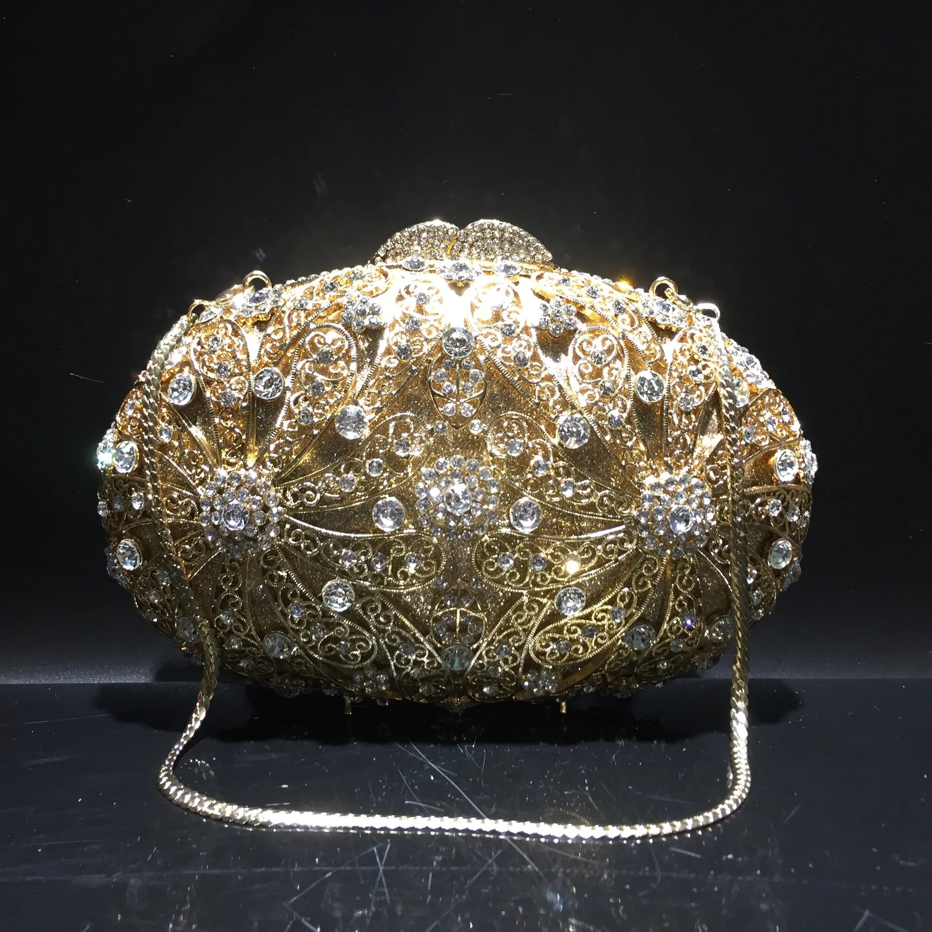 

Rhinestone Clutch Empty Metal Crystal Dinner Bag Set With Diamonds Cartera De Fiestas Elegantes Designer Luxury Bag High Quality