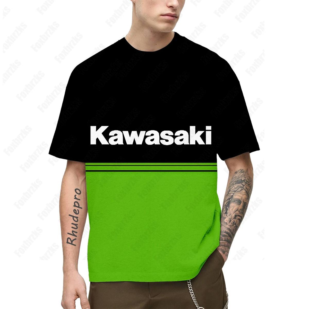 24/25 letni mężczyźni Kawasaki ciężki motocykl miłośnicy jazdy kulturowej t-shirt z nadrukiem 3D z krótkim rękawem Top treningowy dla