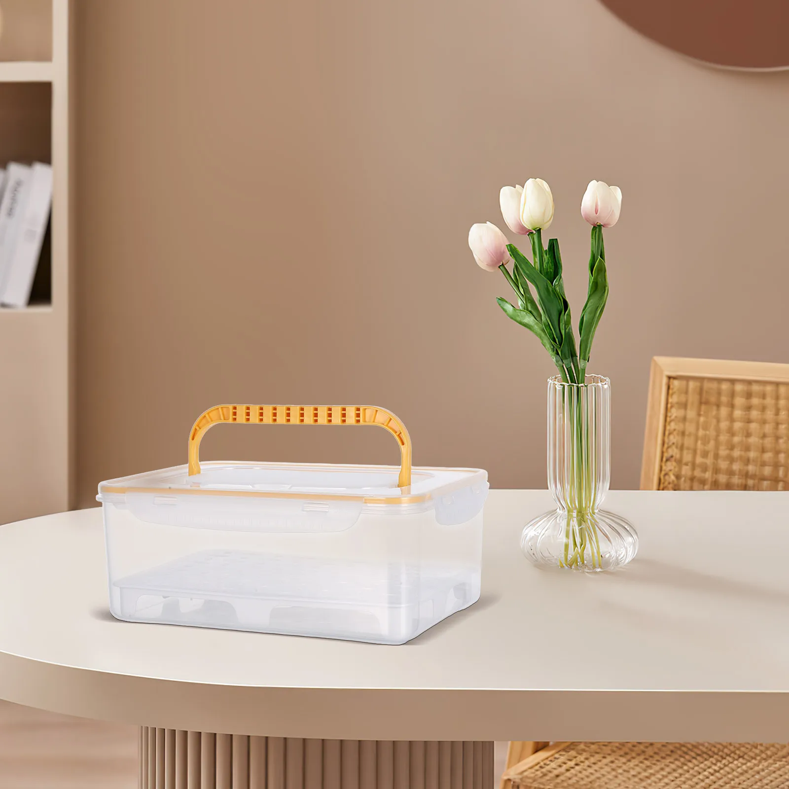 

Shot Glass Holder Case Dustproof Wine Glass Storage Box with Handle for Kitchen Bar Party Organized Stemware Display Portable