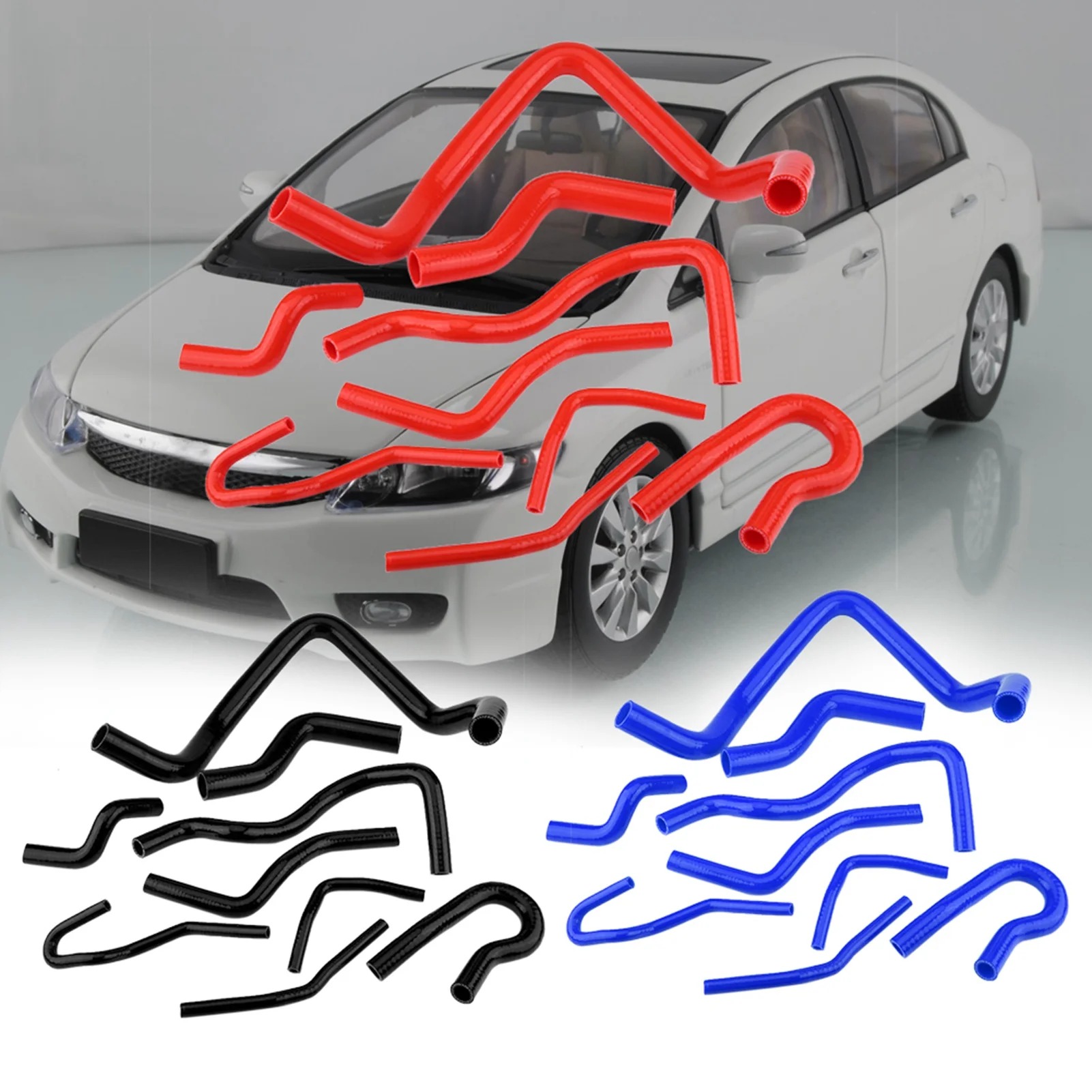 9pcs Auto Silicone Radiator Hose Kit for  D1 D16 SOHC EG/EK 1992-2000 Car Accessories 4.mm Thickness