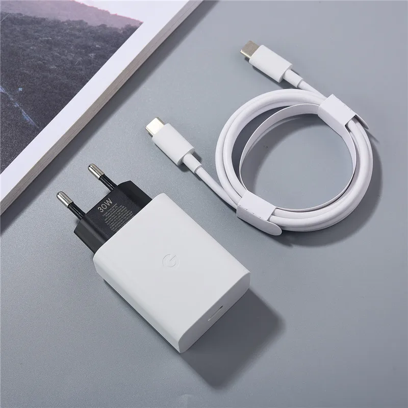 Google 30W PD Fast Charger for Pixel 8 7 6 Pro 8A 7A 6A 5A 4XL 4A EU/US/UK Power Wall Charge Adapter 100cm USB C to USB C Cable