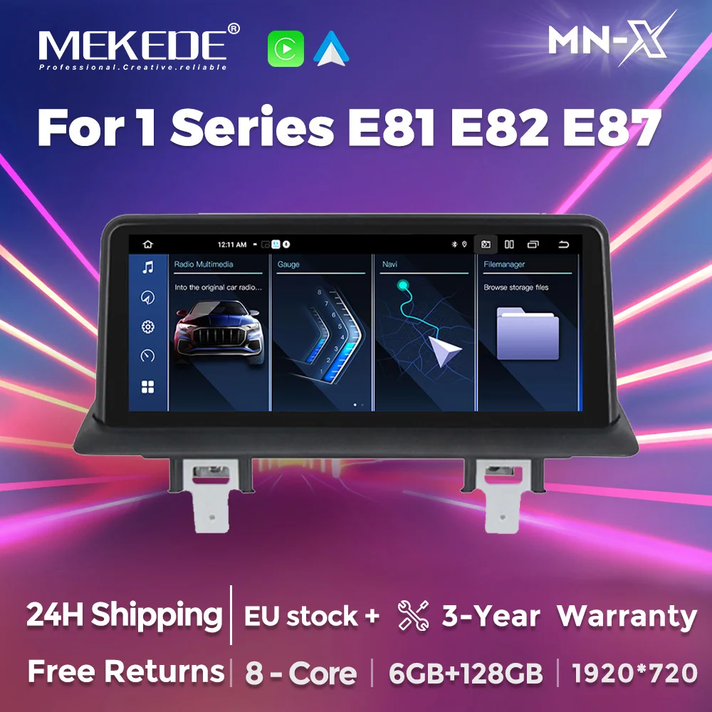 MEKEDE Android 14 autoradio CarPlay Navigation de voiture pour BMW série 1 E87 E81 E88 E87 8 Core 4G BT lecteur vidéo multimédia