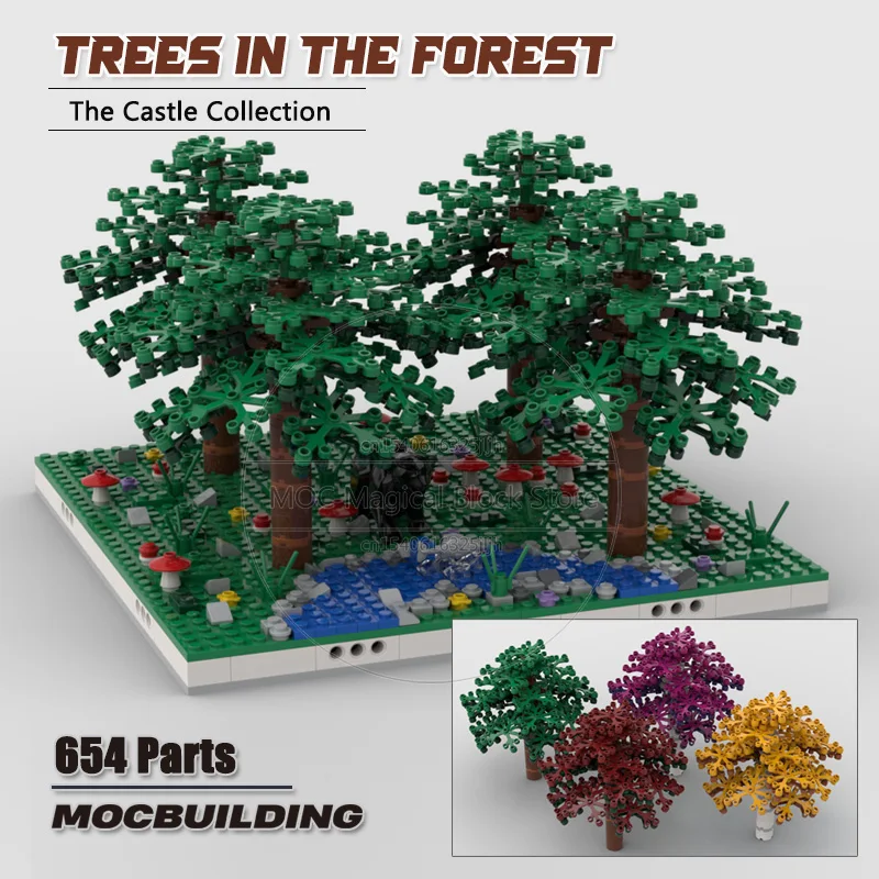 Colorful Trees For Modular Models Moc Building Blocks Forest Castle Technology Bricks Collection Display Toys Xmas Gifts