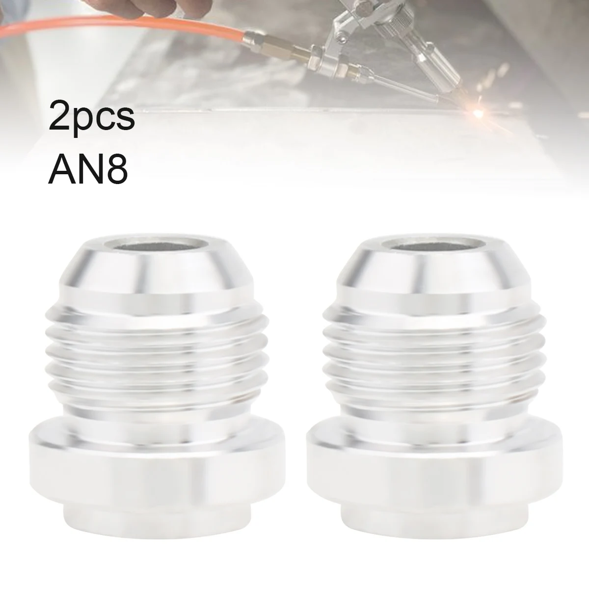 2pcs Aluminum Alloy 8AN Male Weld on Bung Fitting 8AN Male Flare Weldable Fuel Tank Fitting Adapter Connector