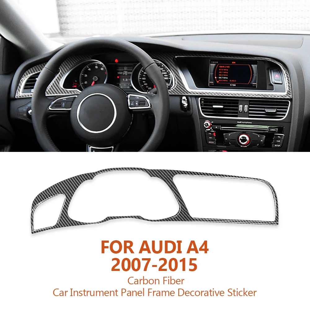 For Audi A4 A5 A4L B8 2007-2015 Hand-made Carbon Fiber Car Instrument Panel Frame Decorative Stickers Auto Interior Accesorios