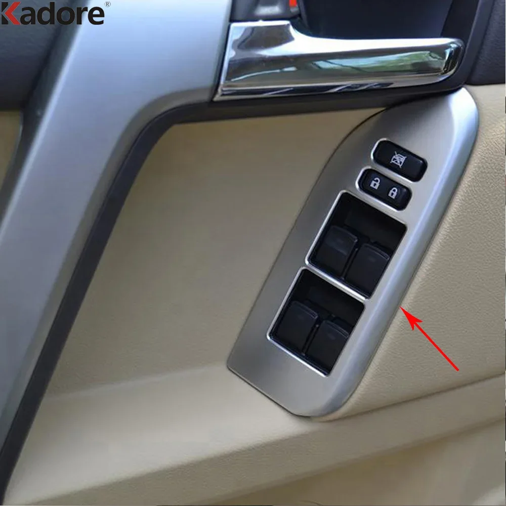 Car Inner Door Window Lift Switch Button Panel Cover Trim For Toyota Land Cruiser Prado 150 2014-2021 2022 Interior Accessories