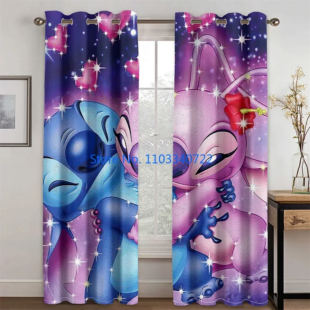 Anime Grote Mond Stitch Kind Gordijn 184x215 cm 3D Print Verduisteringsgordijnen Woonkamer Slaapkamer Jongen meisje Kids Gift