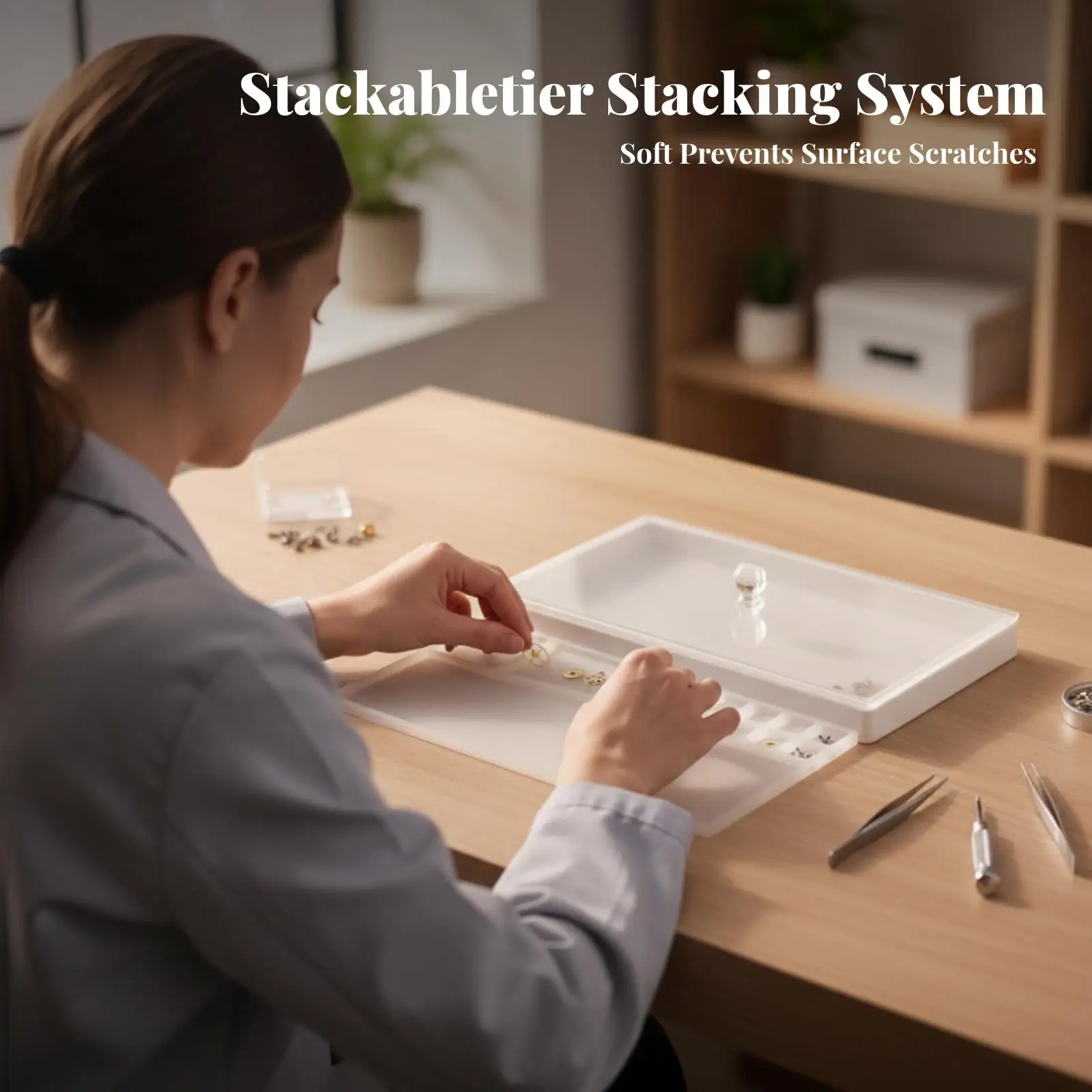 Non-Scratch Watch-Parts Organizer Tray | Smooth Flexible Surface, Silicone Repair Tray with Partitions, for Precision Work