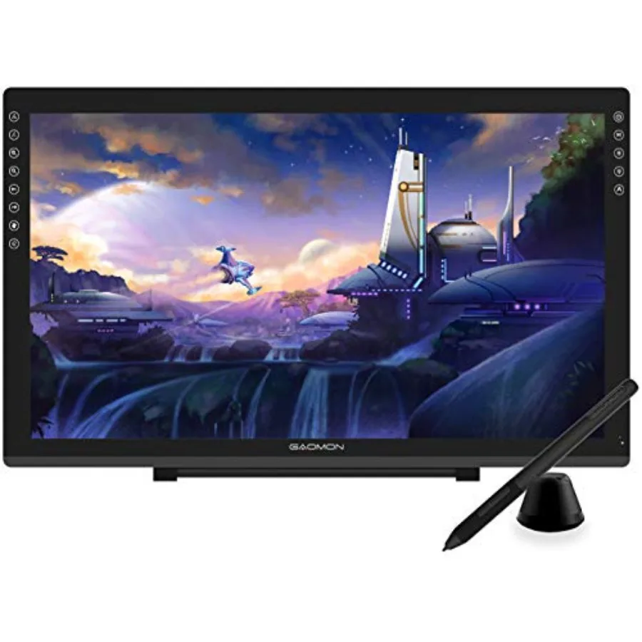 

21,5-дюймовый полноформатный цифровой планшет для рисования с 8 сенсорными кнопками, стилусом без батареек, поддержкой наклона и точностью цветопередачи 130 sRGB.