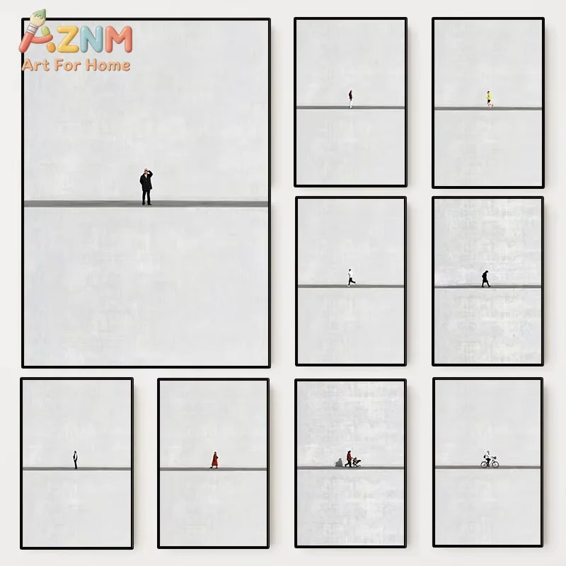 1PC Minimalist Contemporary Photography Human Poster Featuring Individual People Canvas Painting Gray Wall Art for Home Decor