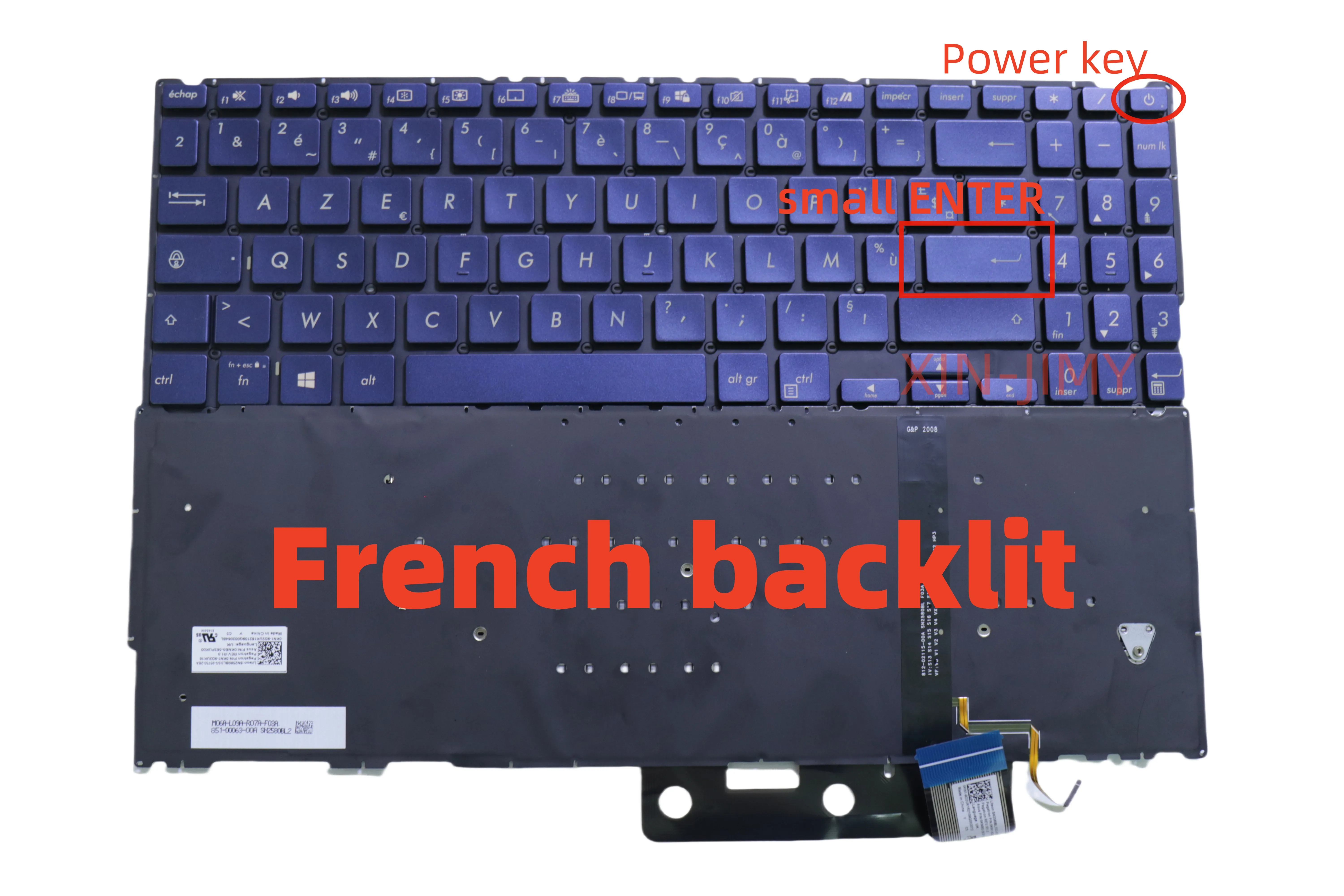 French Backlit Blue Laptop keyboard  For  Asus ZenBook UX533 UX533F UX533FD UX533FN UX533FTC UX534 UX534F UX534FAC SN2580BL3
