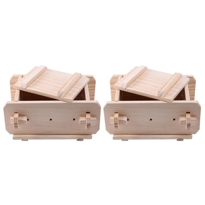 

2X Tofu Mold Tool,Removable Wooden Press Box,Home Kitchen Tofu Maker Press Mold Kit For DIY Tofu Mold Cooking Handmade