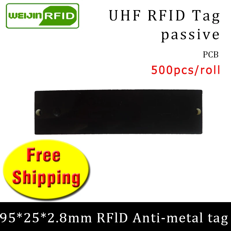 UHF RFID metal tag 915mhz 868mhz Alien H3 EPC ISO18000 6c 500pcs free shipping 95*25*3.7mm long range PCB passive RFID tags