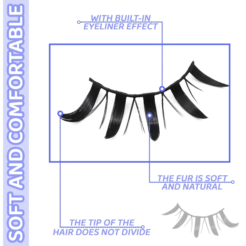 DINGSEN 6 Paar Manga-Wimpern, Cosplay, falsche Wimpern, Anime, gefälschte Wimpern, Make-up, großes Auge, Manga-Wimpern, Manhua-Streifenwimpern – Detail 6