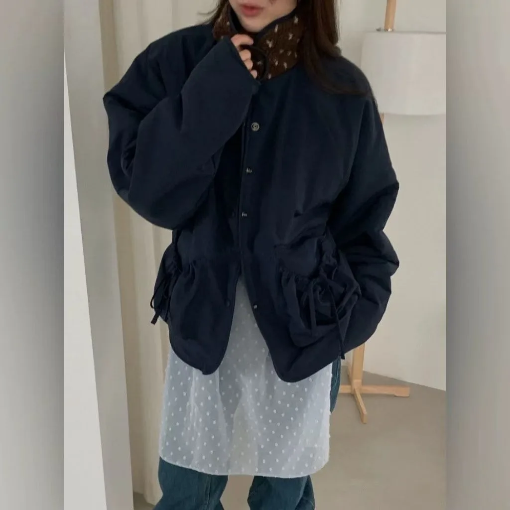 

Женское повседневное Thiened Fce Jaet, свободная двусторонняя одежда, осенне-зимнее хлопковое пальто, универсальная верхняя одежда Sli Design