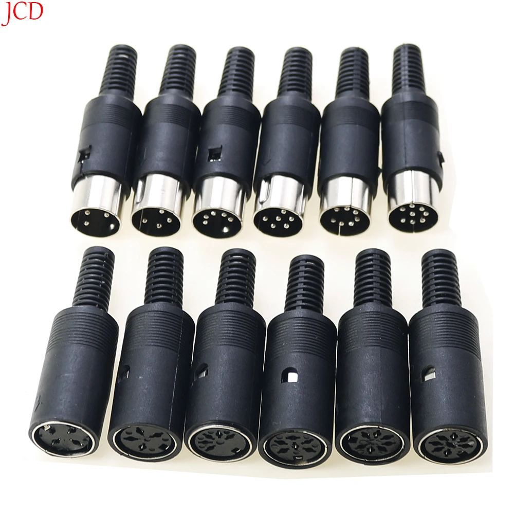 

5pcs 3P 4P 5P 6P 7P 8Pin DIN Male/Female Plug Jack with Plastic Handle Keyboard Cable Connector Adapter PS2