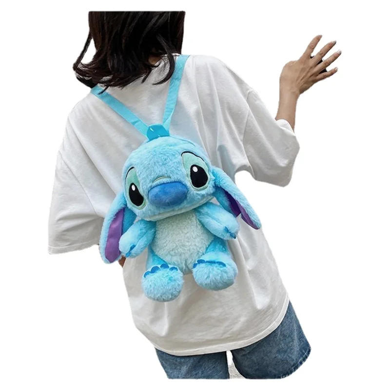 Genuíno disney stitch pelúcia mochila bonito anime figura boneca de pelúcia kawaii ponto brinquedo crianças mochila saco da escola do jardim infância