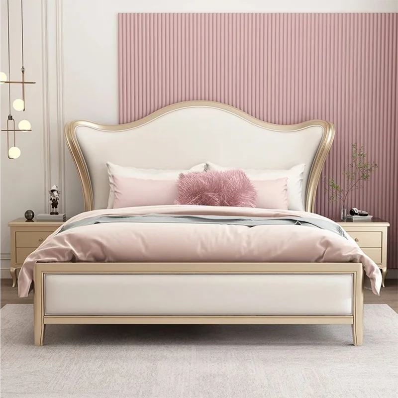 American Wood Girls Double Bed Storage Luxury Elegant King Size Bed Frame Princess Loft Cama De Casal Bedroom Furniture