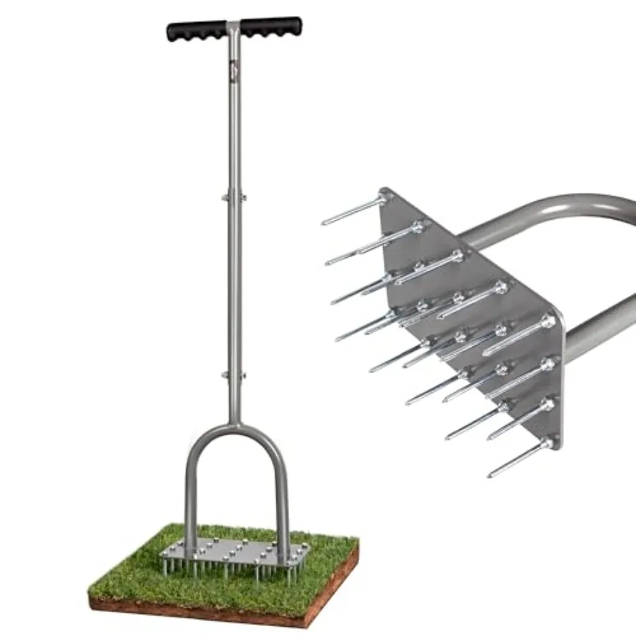 

Four-Row Spike Lawn Aerator, Manual Heavy-Duty Steel Aerator Lawn Tool with 20 Sharp Spikes, Ideal for Small Yards, Lawn Edges,