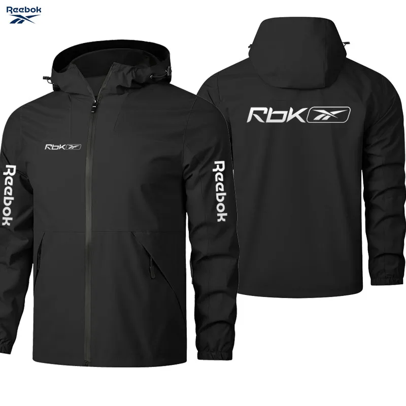 Reebok Men's Spring/Autumn Outdoor Sports Jacket - Hiking and Trekking Windproof and Waterproof Travel Coat - Solid Color Patchw