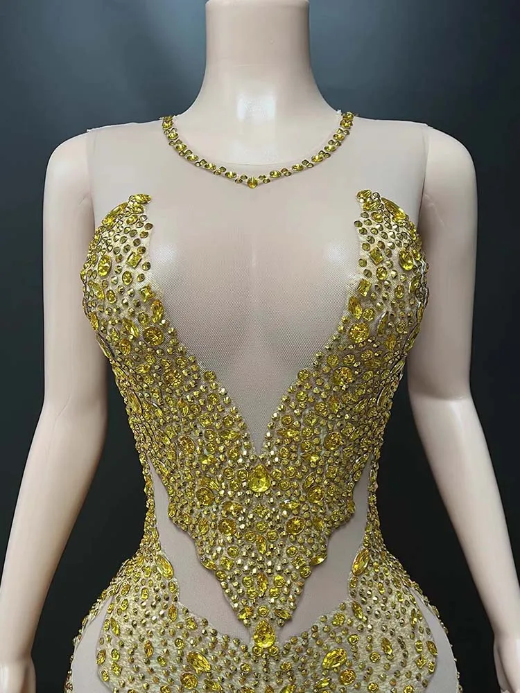 High Quality Rhinestone Elastic Vest Dress 2025 New Fashion Custom Women'S Clothing