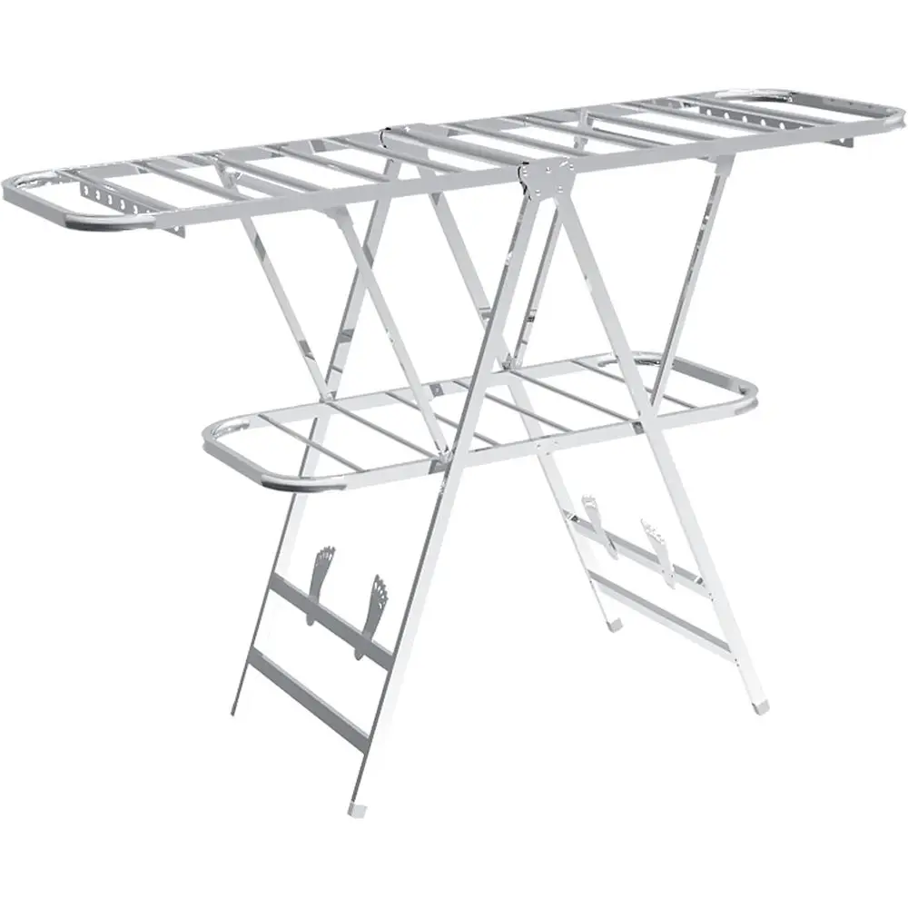 

Collapsible 2-Tier Stainless Steel Clothes Drying Rack for Indoor/Outdoor Laundry