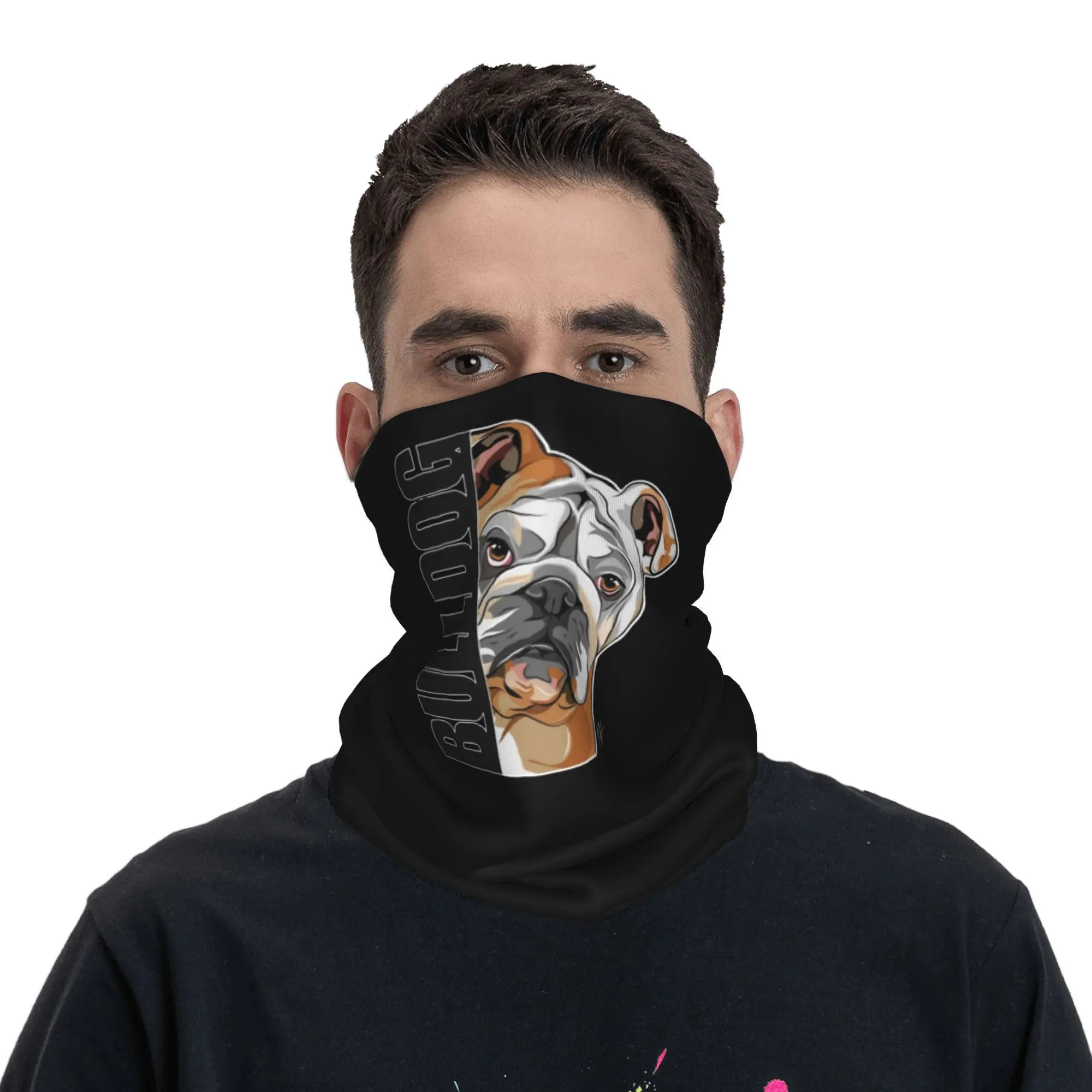 مضحك الإنجليزية البلدغ الكلب الكلاب باندانا الرقبة الجراب وشاح سحري متعدد الاستخدام أغطية الرأس المشي لمسافات طويلة الصيد للرجال النساء الكبار يندبروف