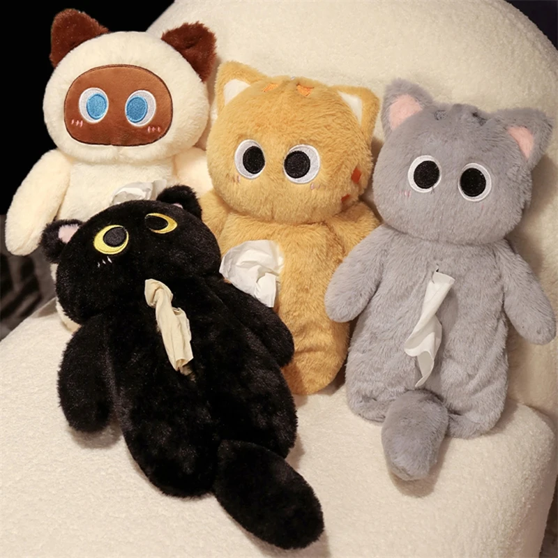 Siamese Cat Plush Pencil Case Stuffed Animal Pen Storage Bag Stationery Bag Large Capacity Cartoon Doll Cat Pencil Bag Student