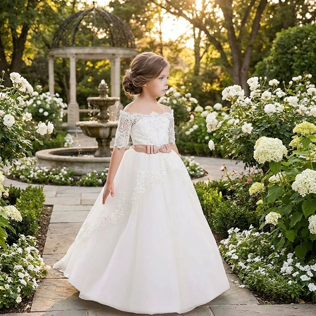 New Fashion White Lace Children Skirt Petticoat Steel Ring Adjustable Flower Crinoline 3 Hoops Tutu Skirt Princess Skirt Girls