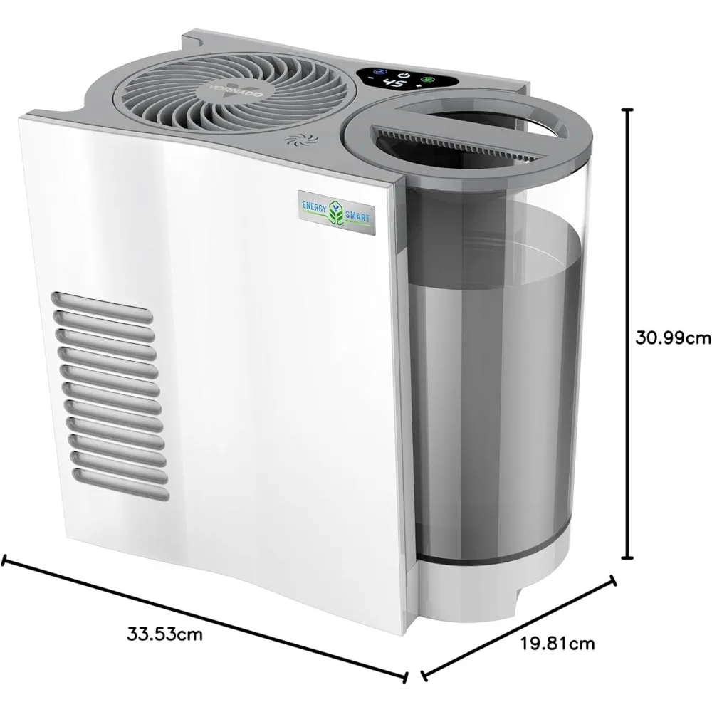 Energy Smart Evaporative Humidifier with Automatic Shut-off, 1 Gallon Capacity, LED Display, White