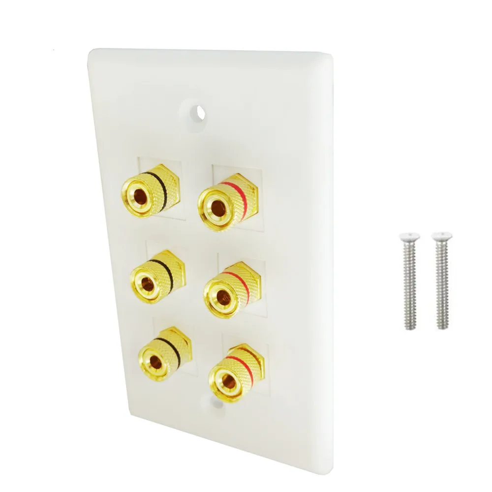 Speaker Wall Plate Banana Binding Posts Keystone Jack Insert with Black & Red Rings, Screw Type Audio Speaker Keystone 70 * 115