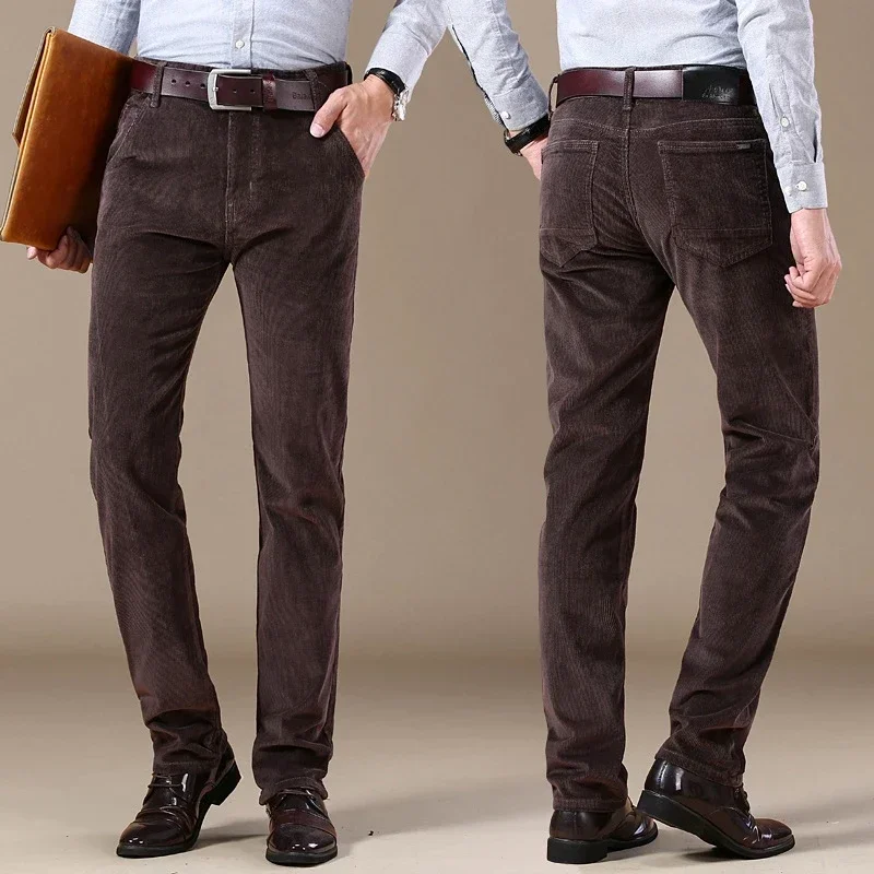 6 Color Men\'s Corduroy Casual Pants 2022 Autumn Winter New Style Business Fashion Stretch Regular Fit Trousers Male Clothes