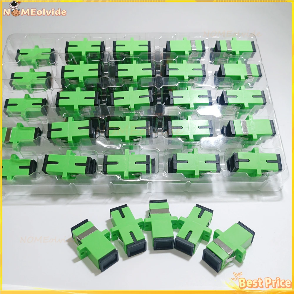 100/200/500pcs SC APC Simplex Single-mode Fiber Optic Adapter SC Optical Fiber Coupler SC APC Fiber Flange SC Connector  Adapter