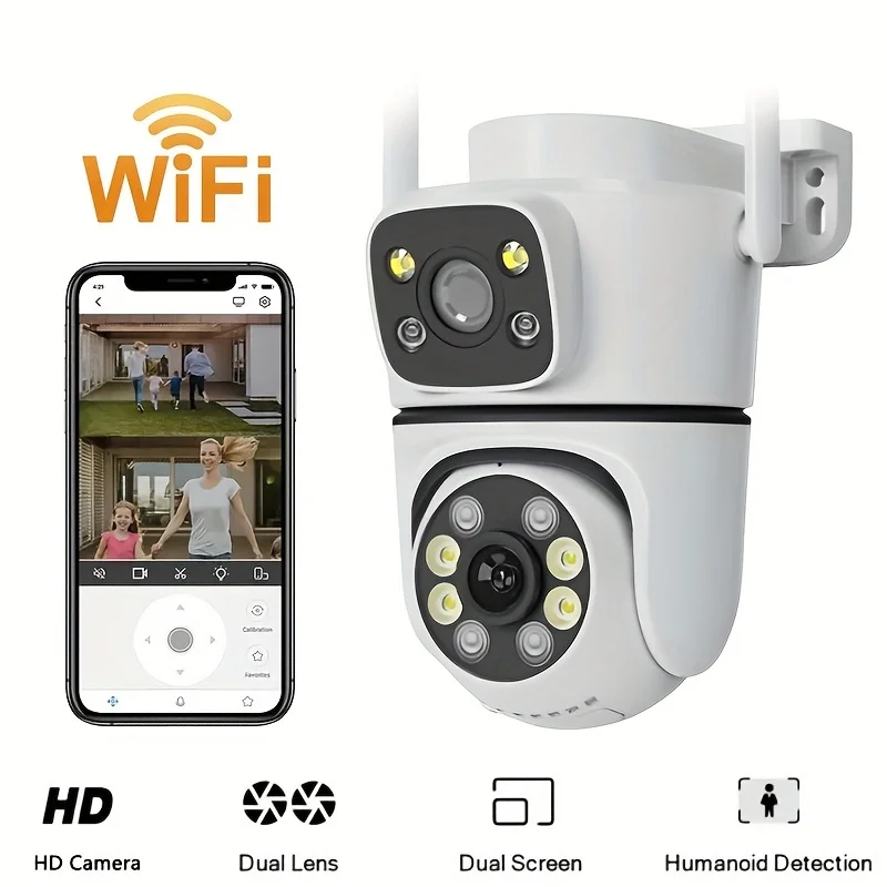 

2-мегапиксельная PTZ-камера с двумя объективами, Wi-Fi, Full HD, двойной экран, Ai, автоматическое отслеживание человека, уличная 2-мегапиксельная камера видеонаблюдения